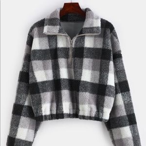 Plaid crop sweatshirt